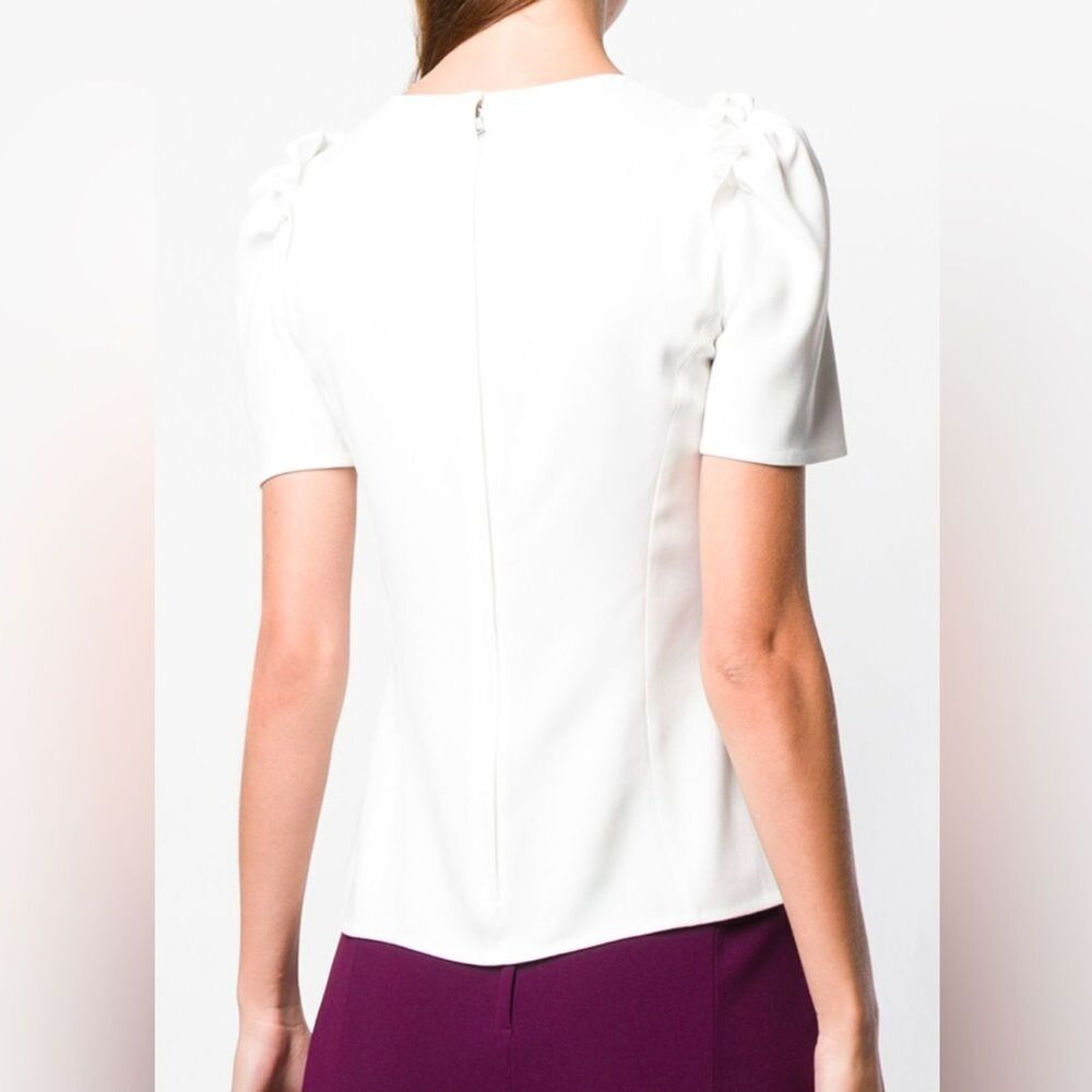 Dolce & Gabbana Short Sleeve Peplum Top Ivory Draped Sleeve Blouse - Picture 10 of 11